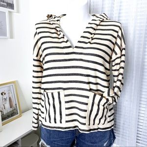 Madewell Striped Hoodie in Black and Cream
